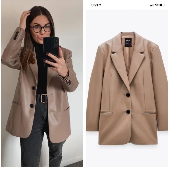 Zara Jackets & Blazers - SOLD 🔥Zara faux leather oversized blazer